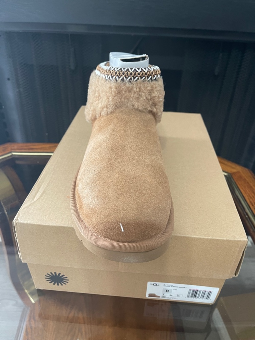 UGG Chestnut Suede Shearling Cuff Ankle Boot - Picture 6 of 7
